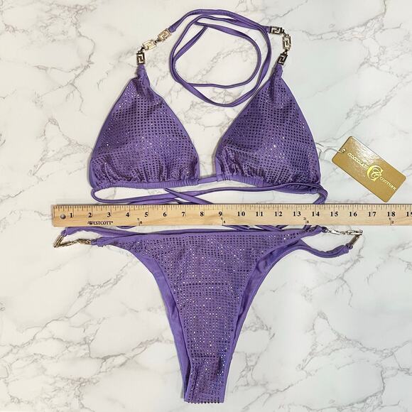 CIOCCOLATO CRYSTAL PURPLE Triangle Top & Skimpy Bottoms BIKINI $385 - Picture 13 of 16